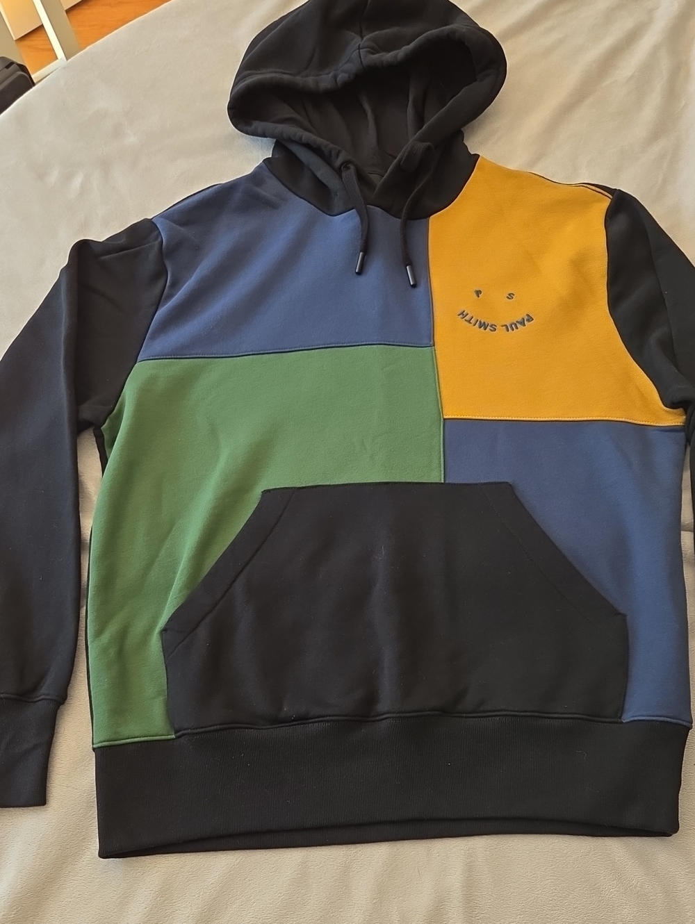 Men's Paul Smith Hoodie, Black, Blue, Green & Mustard, Size M